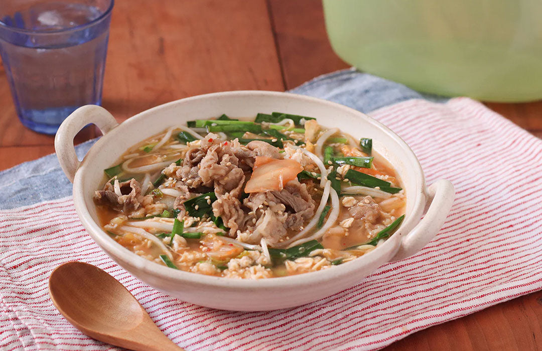 スタッシャー×レンチンで簡単!オートミールのキムチクッパ