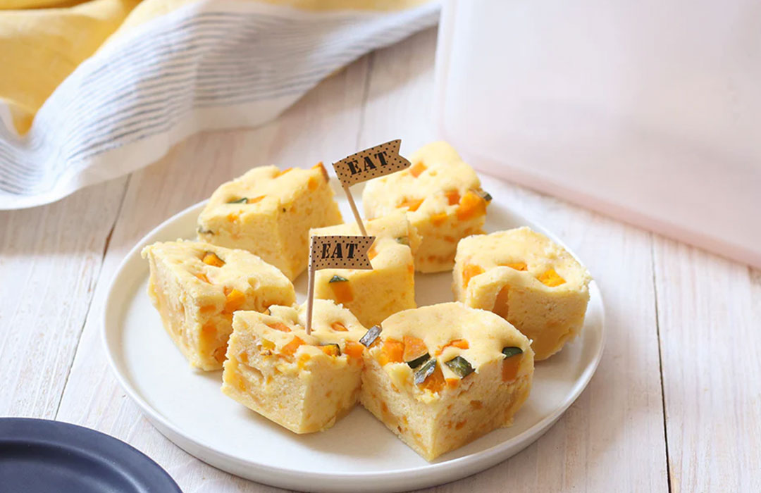 スタッシャーでモチモチかぼちゃ蒸しパン(卵・乳不使用)