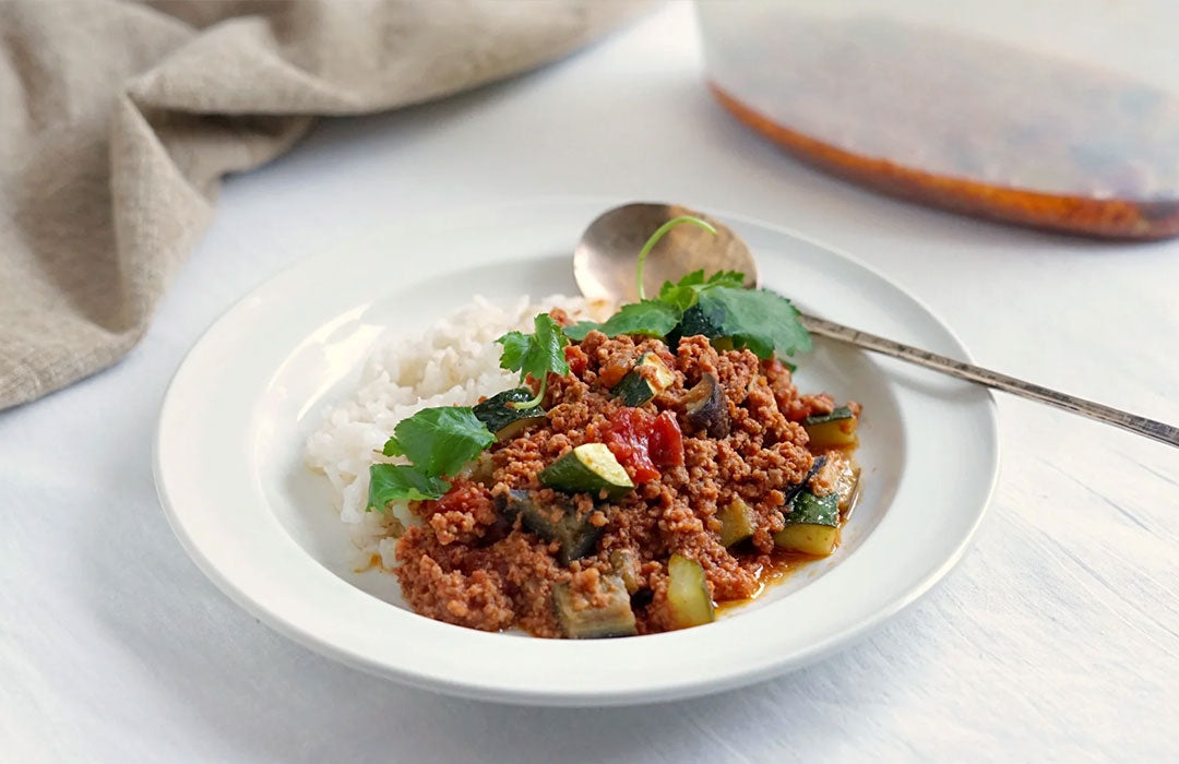 【レンジで本格】夏野菜のトマトキーマカレー