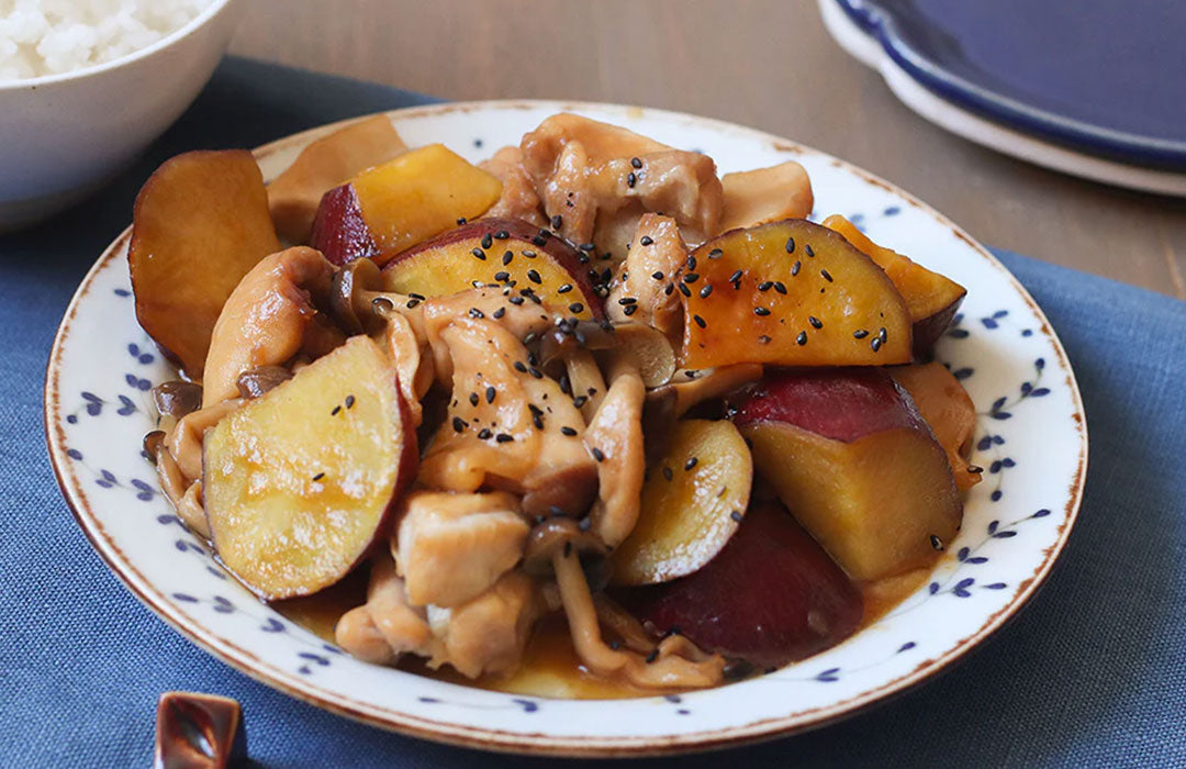 スタッシャー×レンジで簡単！さつまいもと鶏肉のバター醤油炒め